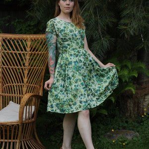 50's Style Floral Cocktail Party Dress Hand Sewn 60's